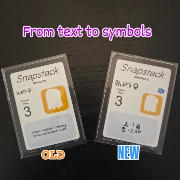 I made a transition from text based cards to more language neutral, icon based, version…